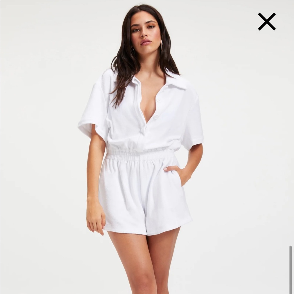 Good American White Terry Romper